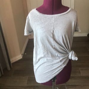 Grey and silver front knot t shirt